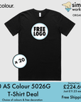 BUNDLE X 20 AS Colour 5026G Classic Organic T-Shirts With Free DTG Print