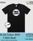BUNDLE X 100 AS Colour 5051 Classic T-Shirts With Free DTG Print