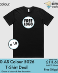 BUNDLE X 10 AS Colour 5026 Classic Organic T-Shirts With Free DTG Print