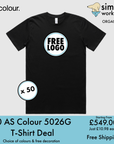 BUNDLE X 50 AS Colour 5026G Classic Organic T-Shirts With Free DTG Print