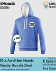 BUNDLE X 100 Just Hoods Varsity Teamwear Hoodie With Free Printed Logo