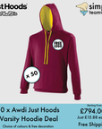 BUNDLE X 50 Just Hoods Varsity Teamwear Hoodie With Free Printed Logo