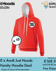 BUNDLE X 10 Just Hoods Varsity Teamwear Hoodie With Free Printed Logo