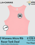 BUNDLE X 100 Bella + Canvas Womens Micro Rib Race Tank With Free Print/Embroidery Logo