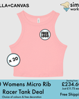 BUNDLE X 20 Bella + Canvas Womens Micro Rib Race Tank With Free Print/Embroidery Logo