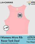 BUNDLE X 50 Bella + Canvas Womens Micro Rib Race Tank With Free Print/Embroidery Logo
