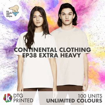 100 Units / DTG Printed: EP38 Continental Clothing Extra Heavy