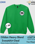 BUNDLE X 50 Gildan Heavy Blend Sweatshirt With Free Print/Embroidery Logo