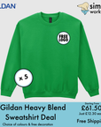 BUNDLE X 5 Gildan Heavy Blend Sweatshirt With Free Print/Embroidery Logo