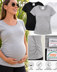Maternity T-Shirts – 100% Cotton Ruched Side Pregnancy Tops – Bulk Warehouse Clearance