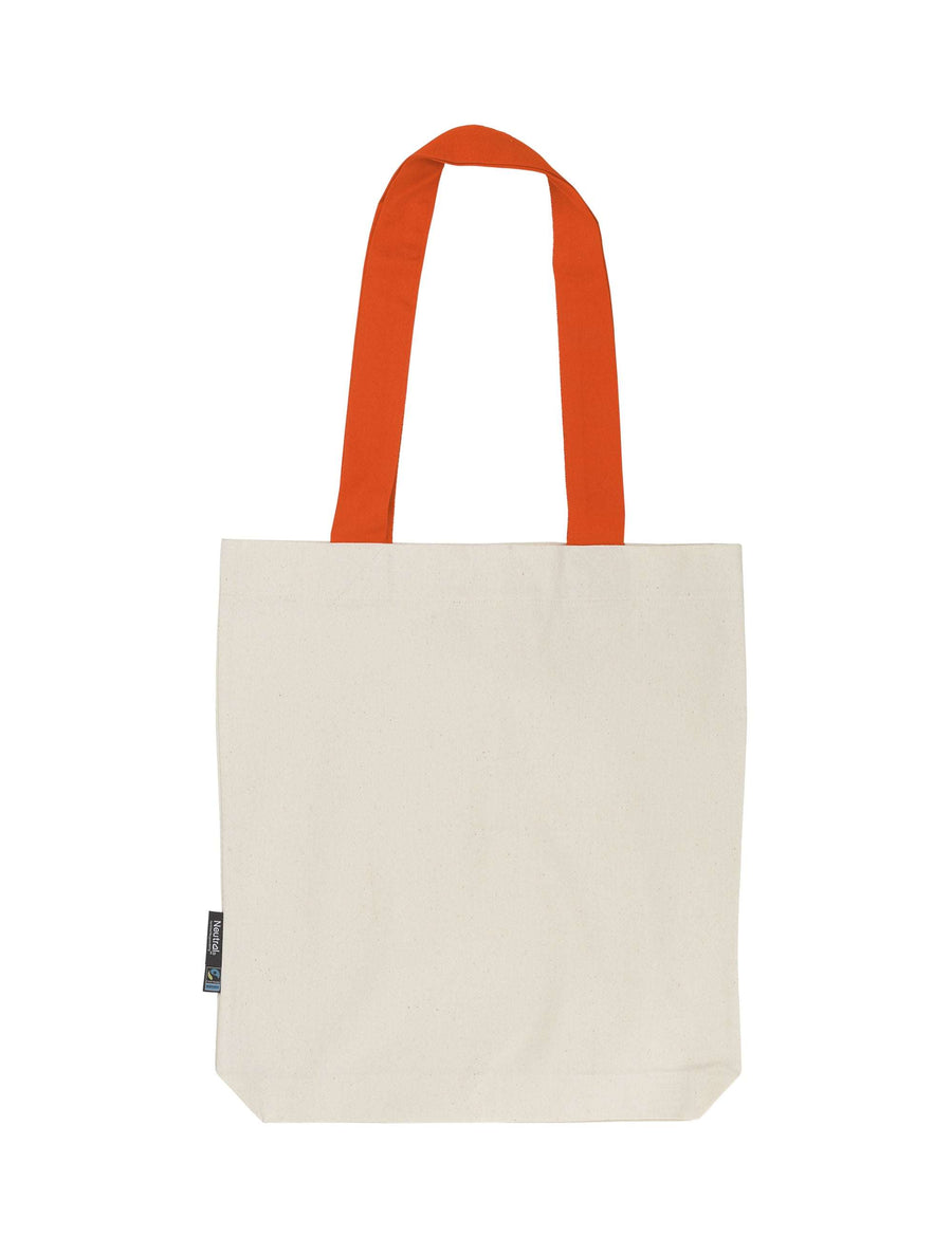 O90002 Neutral Fairtrade Organic Cotton Twill Bag With Contrast Handles