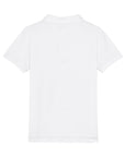 Back view of the STPK908 Stanley/Stella Mini Sprinter The Iconic Kids Polo—plain white, short-sleeve, collared, made from soft organic cotton by Stanley/Stella, shown on a white background.