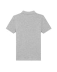 Back view of the Stanley/Stella STPK908 Mini Sprinter The Iconic Kids Polo in plain light grey, short-sleeve with a collar, made from organic cotton, laid flat on a white background.