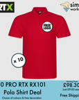 BUNDLE X 10 PRO RTX RX101 Polo Shirts With Free Print/Embroidery Logo