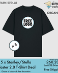 BUNDLE X 5 Stanley/Stella Blaster 2.0 T-Shirts With Free DTG Print