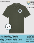 BUNDLE X 5 Stanley/Stella Coaster Mens Polo Shirts With Free Print/Embroidery Logo