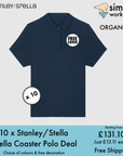 BUNDLE X 10 Stanley/Stella Coaster Womens Polo Shirts With Free Print/Embroidery Logo