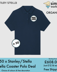 BUNDLE X 50 Stanley/Stella Coaster Womens Polo Shirts With Free Print/Embroidery Logo