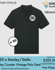 BUNDLE X 20 Stanley/Stella Coaster Vintage Polo Shirts With Free Print/Embroidery Logo