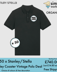 BUNDLE X 50 Stanley/Stella Coaster Vintage Polo Shirts With Free Print/Embroidery Logo