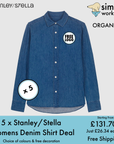 BUNDLE X 5 Stanley/Stella Womens Denim Shirts With Free Print/Embroidery Logo