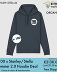 BUNDLE X 100 Stanley/Stella Drummer 2.0 Hoodie With Free Print/Embroidery Logo