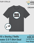 BUNDLE X 10 Stanley/Stella Creator 2.0 T-Shirts With Free DTG Print