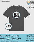 BUNDLE X 20 Stanley/Stella Creator 2.0 T-Shirts With Free DTG Print
