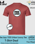BUNDLE X 100 Tee Jays Style 1150 Urban Luxury Tee T-Shirts With Free DTG Print