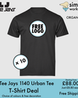 BUNDLE X 10 Tee Jays Style 1140 Urban Tee T-Shirts With Free DTG Print