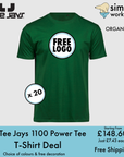 BUNDLE X 20 Tee Jays Style 1100 Power Tee T-Shirts With Free DTG Print