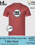 BUNDLE X 50 Tee Jays Style 1150 Urban Luxury Tee T-Shirts With Free DTG Print