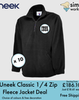 BUNDLE X 10 Uneek Classic 1/4 Zip Fleece Jacket With Free Embroidered Logo