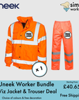 BUNDLE X 1 Uneek HI-VIZ Bomber Jacket & Trousers With Free Print Logo