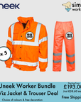 BUNDLE X 5 Uneek HI-VIZ Bomber Jacket & Trousers With Free Print Logo