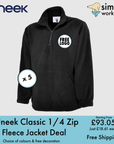 BUNDLE X 5 Uneek Classic 1/4 Zip Fleece Jacket With Free Embroidered Logo