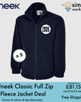 BUNDLE X 5 Uneek Classic Full Zip Fleece Jacket With Free Embroidered Logo