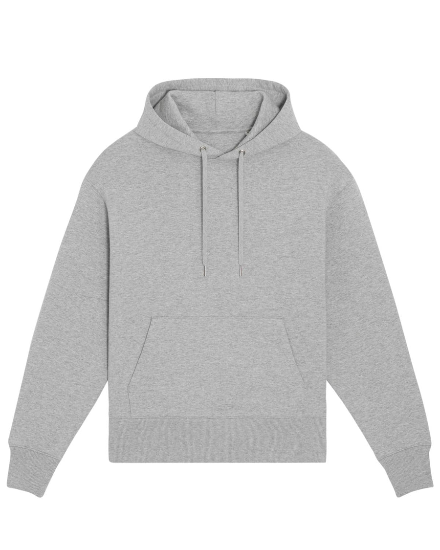 A Stanley/Stella Slammer Heavy Relaxed Organic Cotton Unisex Hoodie in a relaxed fit on a white background.