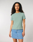 STTW174 Stella Ella Womens Fitted Loose Knit T-Shirt