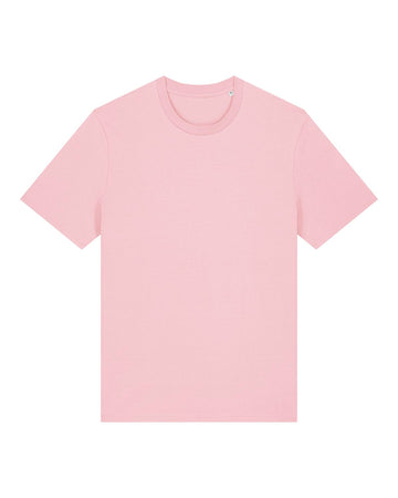 A plain, light pink short-sleeved unisex T-shirt with a round neckline, made from 100% organic cotton, laid flat against a white background: the STTU169 Stanley/Stella Creator 2.0 Cotton Pink (C005) by Stanley/Stella.