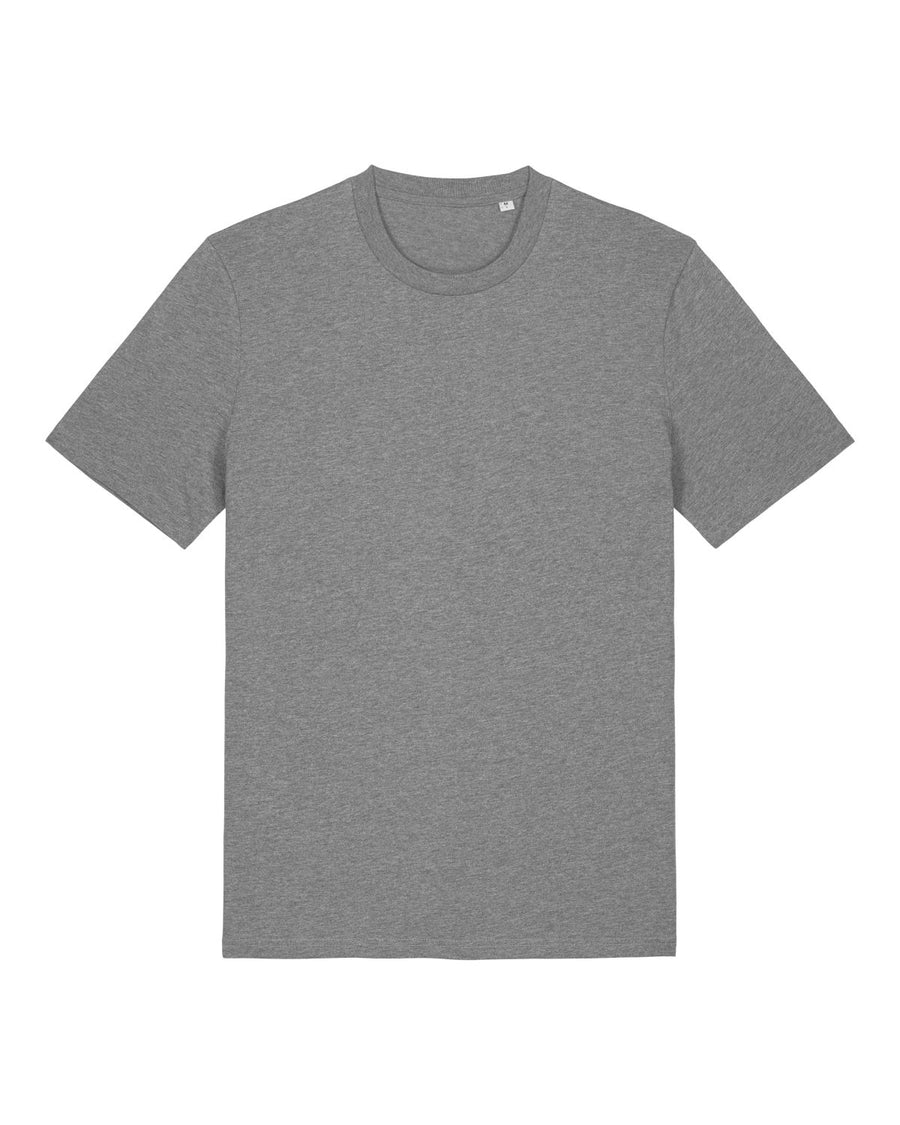 A STTU169 Stanley/Stella Creator 2.0 Mid Heather Grey (C650) made from organic cotton with a crew neck, displayed against a white background.