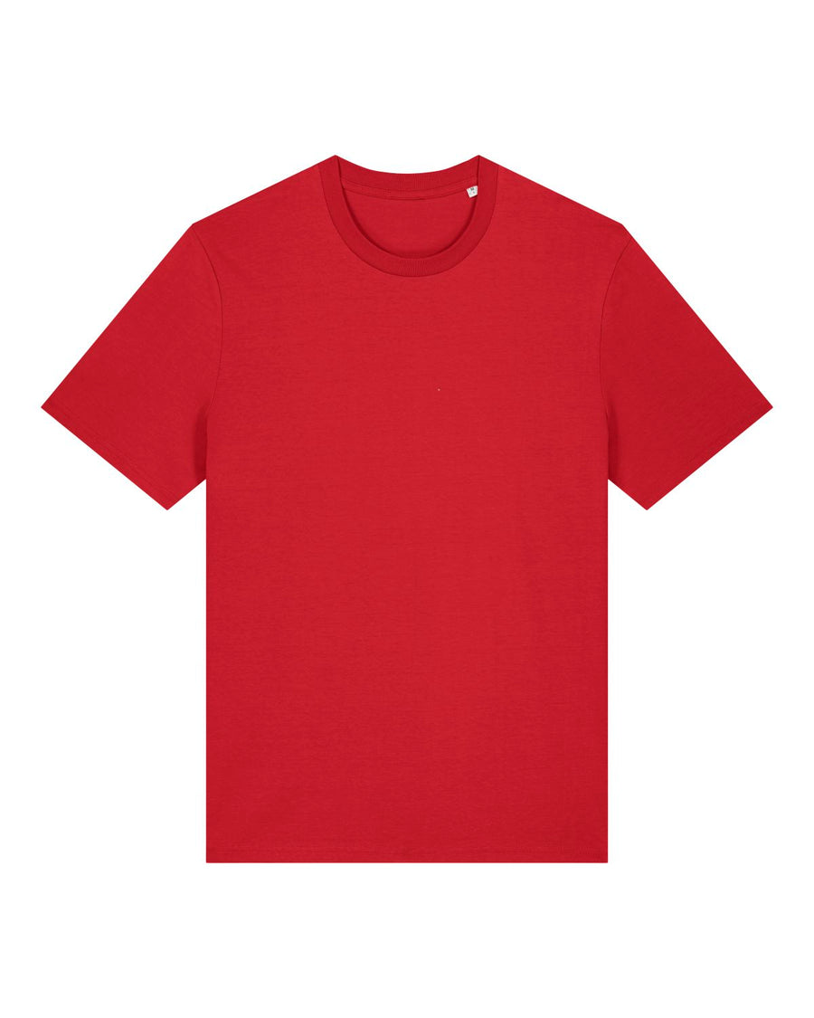 An iconic Stanley/Stella STTU169 Stanley/Stella Creator 2.0 Red (C004) short-sleeve unisex t-shirt made from organic cotton, displayed on a white background.