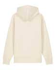 Plain beige zip-thru hoodie seen from the back, made of organic ring-spun combed cotton STSU179 Stella/Stella Cultivator 2.0 Natural Raw (C054) by Stanley/Stella.
