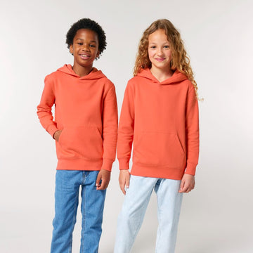 A boy and girl wearing Stanley/Stella kids hoodies standing together.