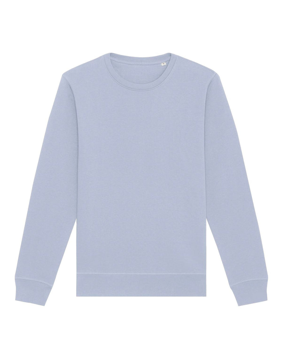 Light blue crew neck My Needs Are Simple test demo STSU868 Stanley/Stella Roller Organic Cotton Essential Sweatshirt isolated on a white background.
