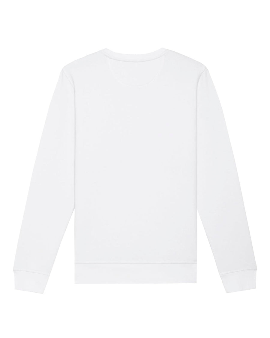 Plain white crew neck sweatshirt on a white background by My Needs Are Simple - test demo STSU868 Stanley/Stella Roller Organic Cotton Essential Sweatshirt.