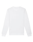 Sentence with replacement: Plain white crew neck test demo STSU868 Stanley/Stella Roller Organic Cotton Essential Sweatshirt displayed against a white background by My Needs Are Simple.
