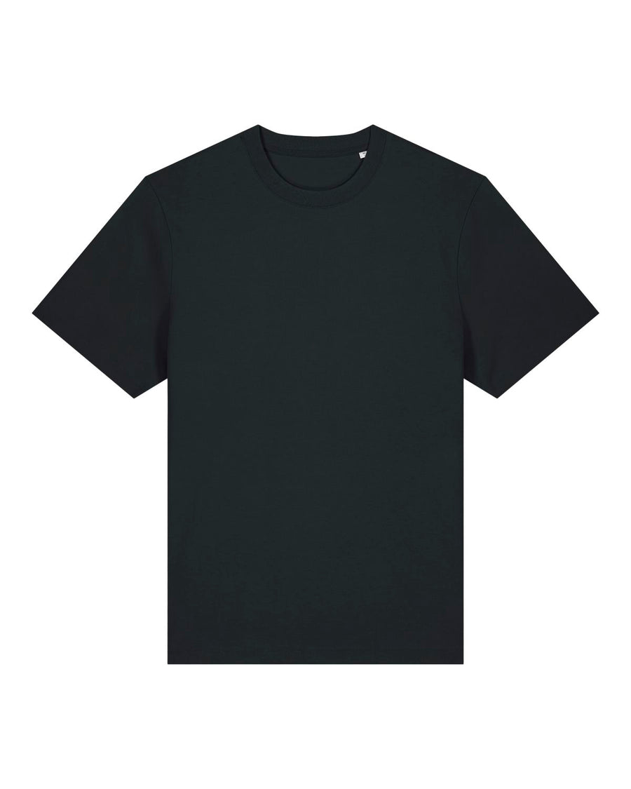 Stanley/Stella STTU171 Sparker 2.0 Black 100% organic cotton t-shirt on a white background.