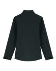 A plain black long-sleeved women's STJW166 Stanley/Stella Navigator softshell shirt with a high collar and visible seams, displayed against a white background from MyNeedsAreSimple.