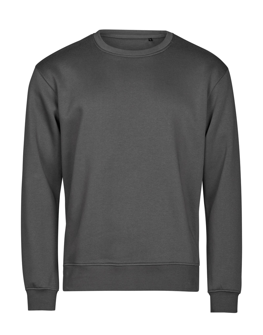 The MyNeedsAreSimple Tee Jays Urban Sweatshirt 5150 Organic Cotton (Label Free) features a plain, long-sleeved design in dark gray and is displayed against a white background.